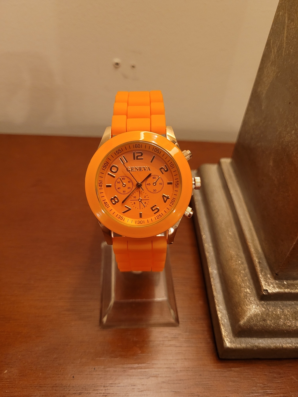 Brand New Orange and Rose Gold Geneva Women's Silicone Watch
